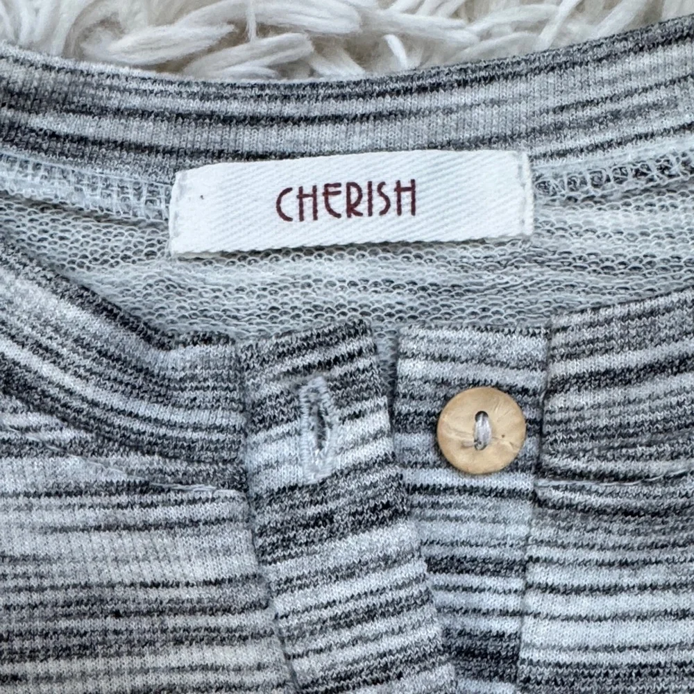 Cherish Striped Henley 💗 Black &  Gray - Picture 13 of 14